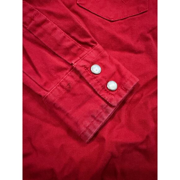 Boys Wrangler Red Western Shirt with Pearl Snaps - Small 5/6 Thick Cotton - Picture 4 of 4